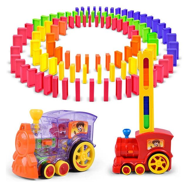 Joc Domino locomotiva de creatie cu 100 de piese