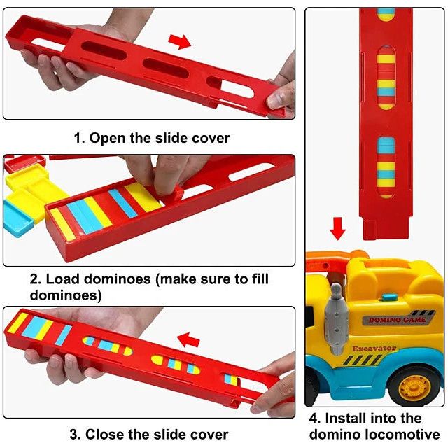 Joc Domino locomotiva de creatie cu 100 de piese