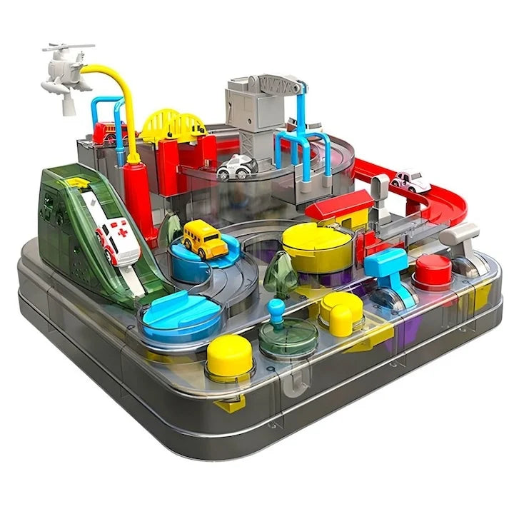 Set auto parc interactiv cu 3 masini si circuit cu lumini